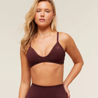Gymshark Soft Sculpt V-neck Sports Bra Rich Maroon