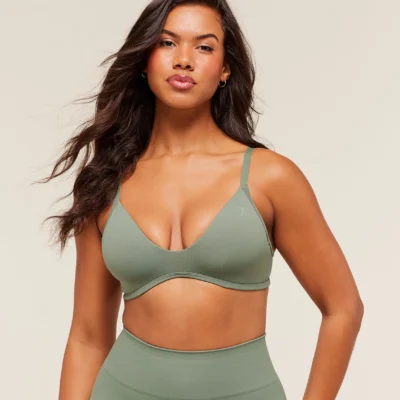 Gymshark Soft Sculpt V-neck Sports Bra Unit Green