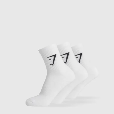 Gymshark Midi 3pk Socks White Outlet