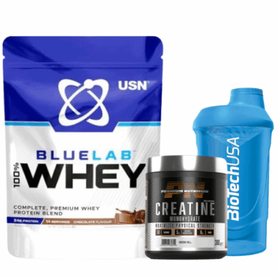 USN Blue Lab Whey 476g, Premium Nutrition Creatine Monohydrate 300 g + Shaker