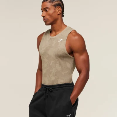 Gymshark Geo Seamless Tank Cement Brown/Soul Brown Outlet