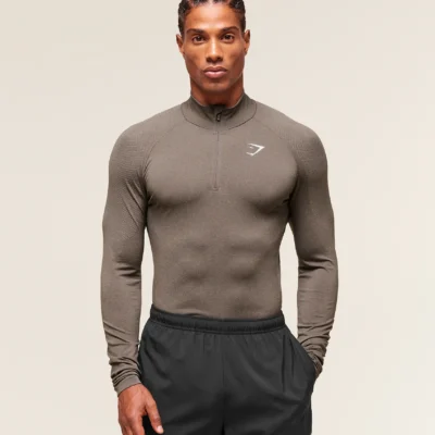Gymshark Vital 1/4 Zip Camo Brown/Linen Brown Outlet