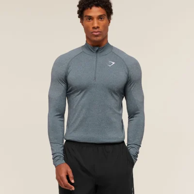 Gymshark Vital 1/4 Zip Iron Blue/Smoke Blue Outlet