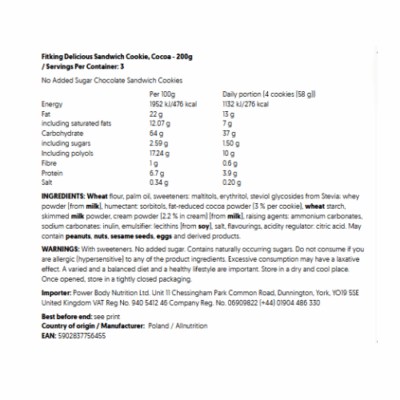 ⁦Allnutrition Fitking Delicious Sandwich Cookie 200 grams⁩ – תמונה ⁦3⁩