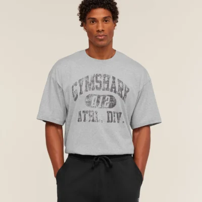 Gymshark Athletic Division Graphic T-Shirt Light Grey Outlet