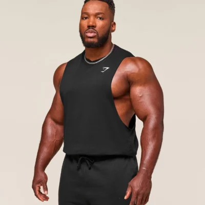 ⁦Gymshark Critical Drop Arm Tank Black⁩ – תמונה ⁦3⁩