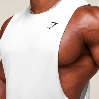 ⁦Gymshark Critical Drop Arm Tank White⁩ – תמונה ⁦3⁩