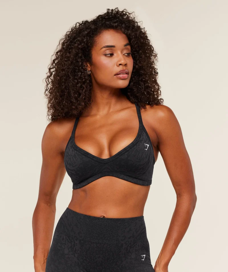 Gymshark Adapt Animal X Whitney Sports Bra Black Asphalt Grey