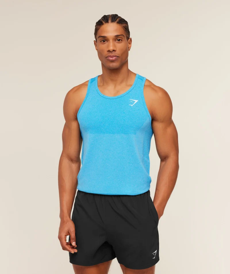 Gymshark Vital Tank White Brand Blue