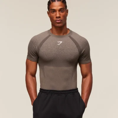 Gymshark Shadow Seamless T Shirt Camo Brown L Outlet
