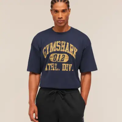 Gymshark Athletic Division Graphic T-Shirt Heavy Blue