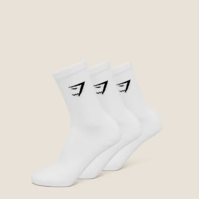 Gymshark Crew Socks 3pk GS White