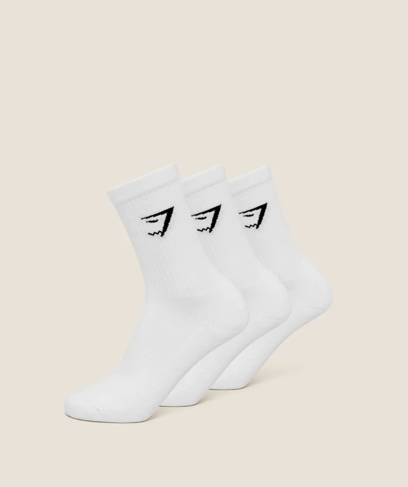 Gymshark Crew Socks 3pk GS White