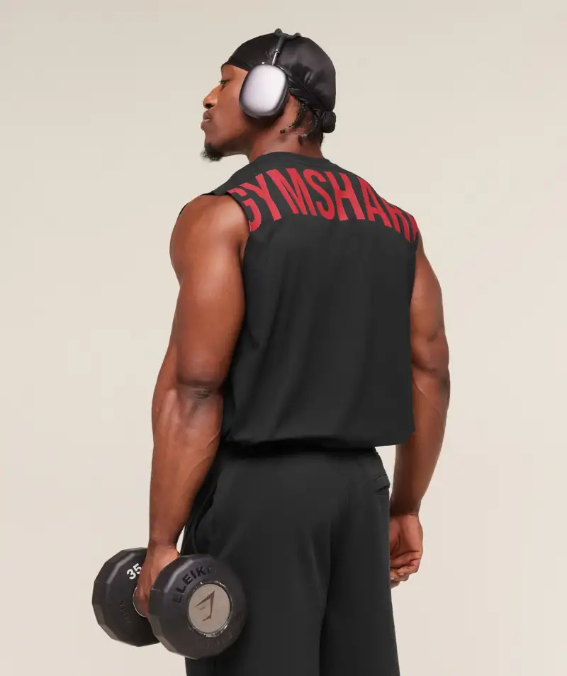 Gymshark Power Cut Off Tank oversized fit Black