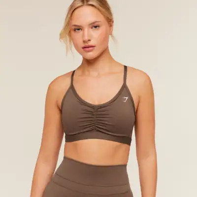 Gymshark Ruched Sports Bra Soft Brown