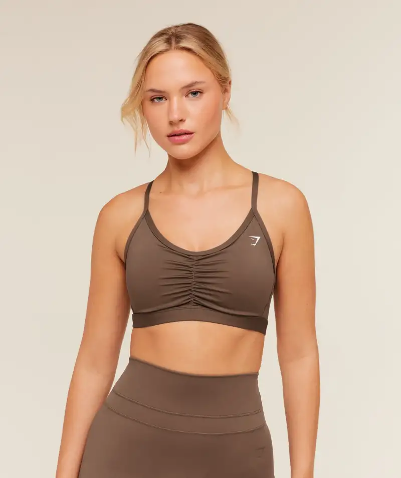 Gymshark Ruched Sports Bra Soft Brown
