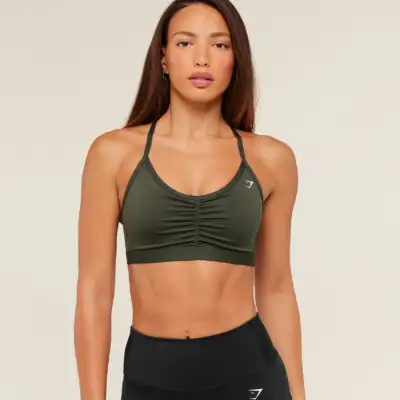 Gymshark Ruched Sports Bra Strength Green