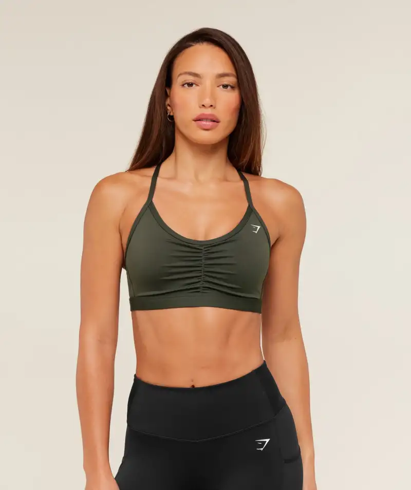 Gymshark Ruched Sports Bra Strength Green