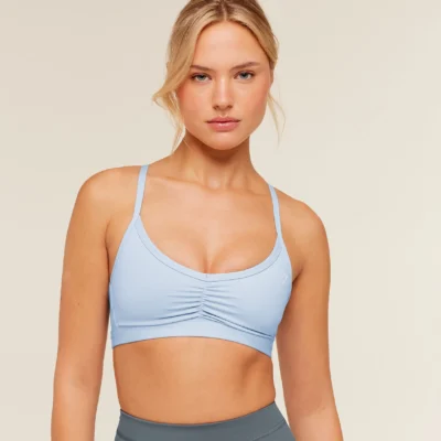 Gymshark Ruched Strappy Sports Bra Chilled Blue