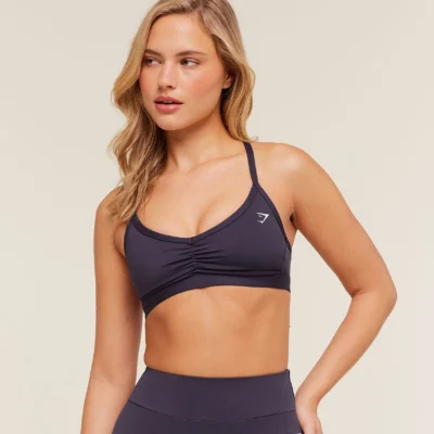 Gymshark Ruched Strappy Sports Bra Midnight Purple