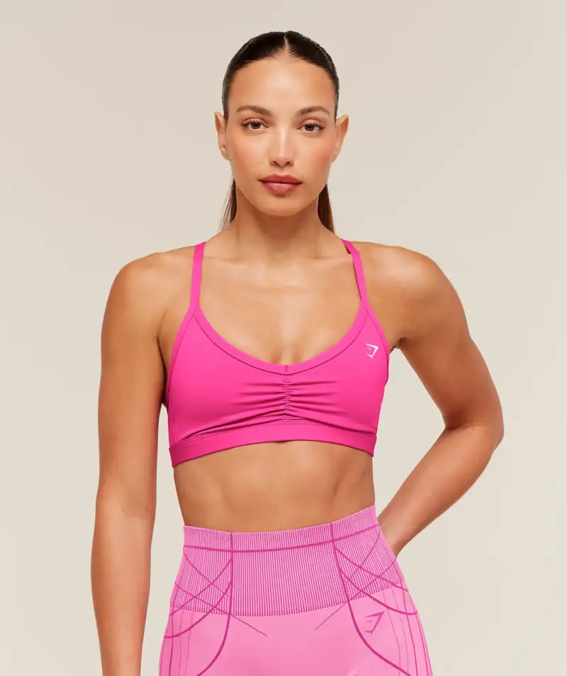 Gymshark Ruched Strappy Sports Bra Super-Set Pink