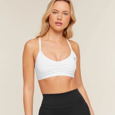 Gymshark Ruched Strappy Sports Bra White