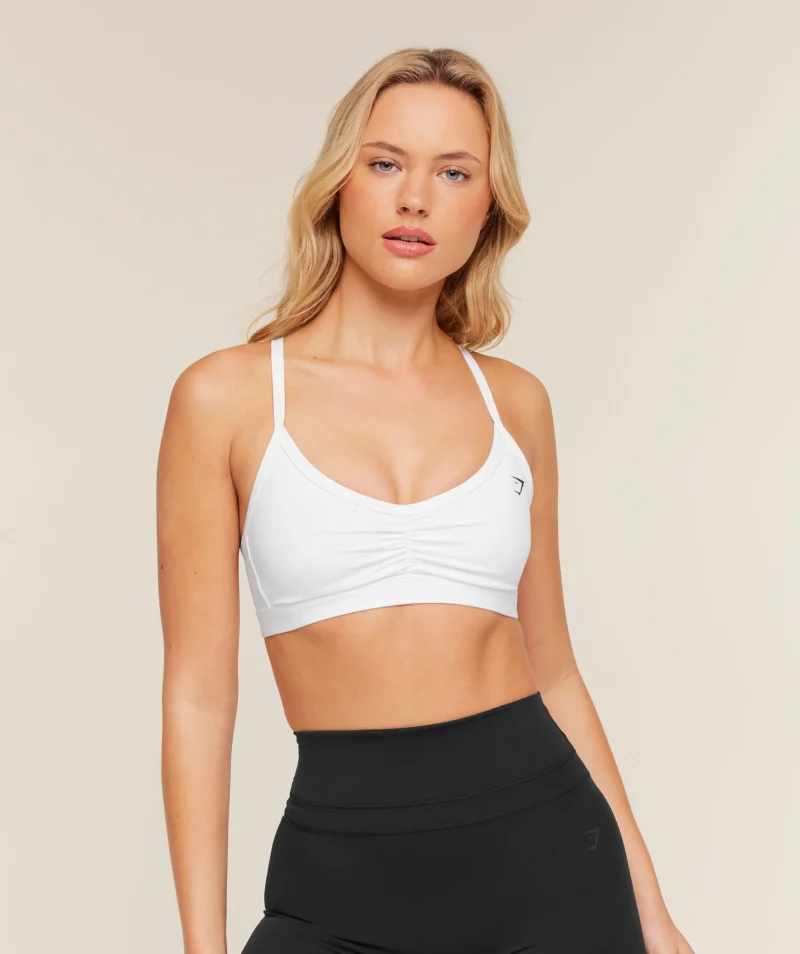 Gymshark Ruched Strappy Sports Bra White