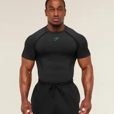 Gymshark Shadow Seamless T Shirt Black/Brand Blue