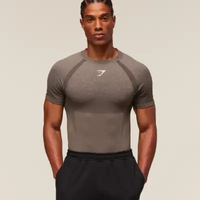 Gymshark Shadow Seamless T Shirt Camo Brown