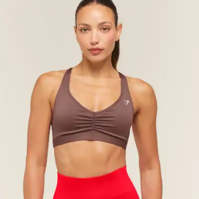 Gymshark Ruched Sports Bra 2.0 Espresso Brown