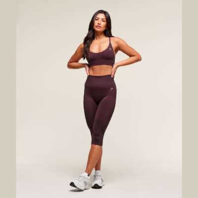 Gymshark Everyday Seamless Racerback Sports Bra Cherry Purple Size XL SALE – תמונה 4