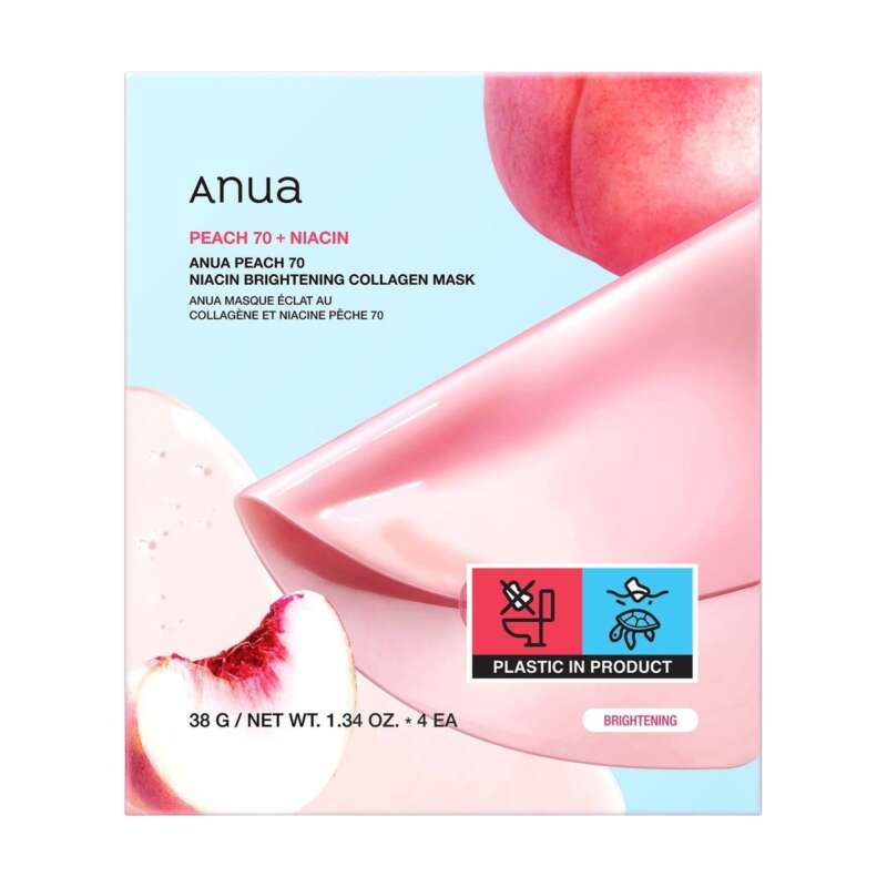 ANUA Peach 70 Niacin Brightening Collagen Mask (4 Sheets) 38g